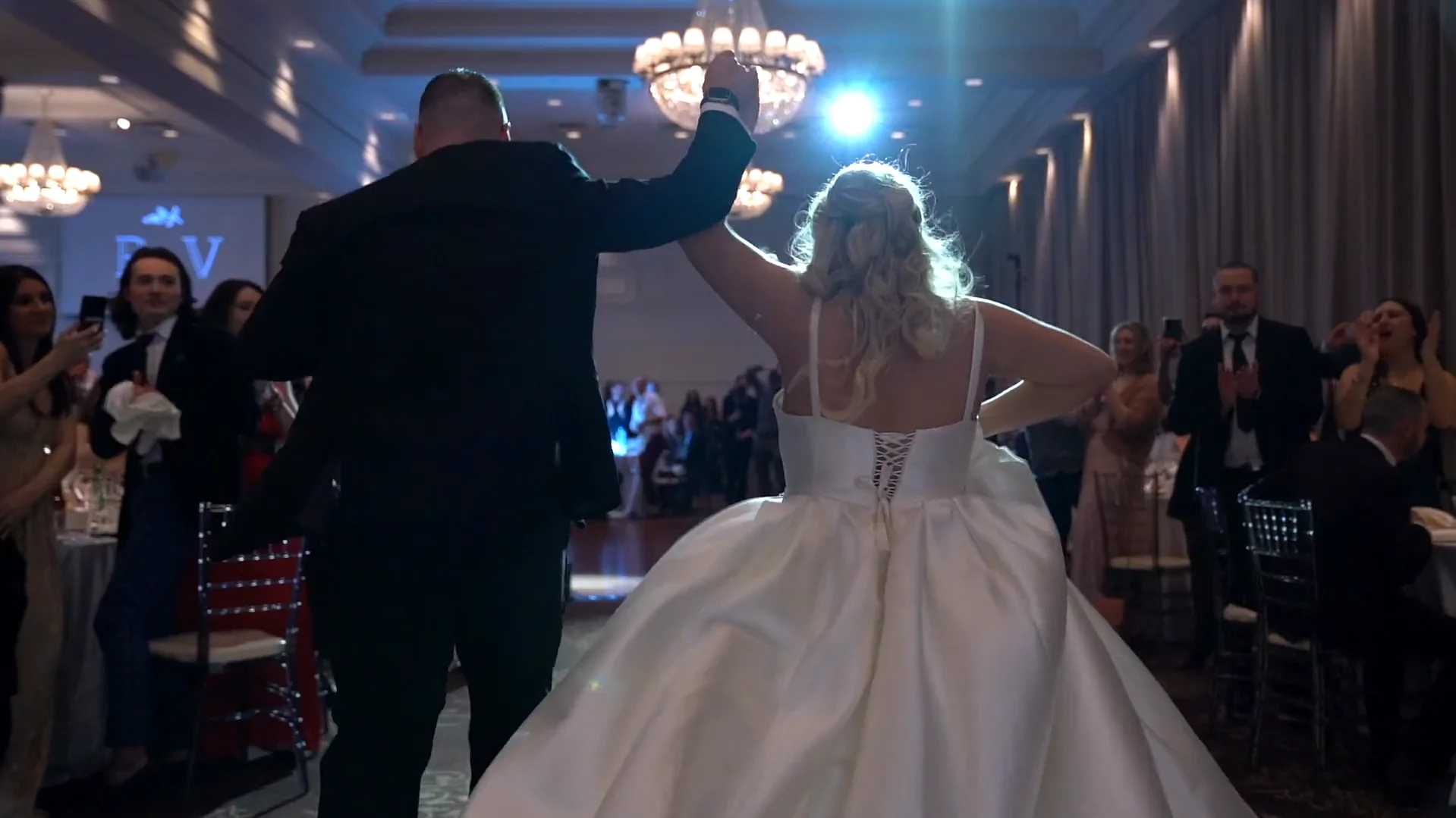 bride & groom during their grand entrance
